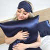 Šilkinis pagalvės užvalkalas tamsiai mėlynas